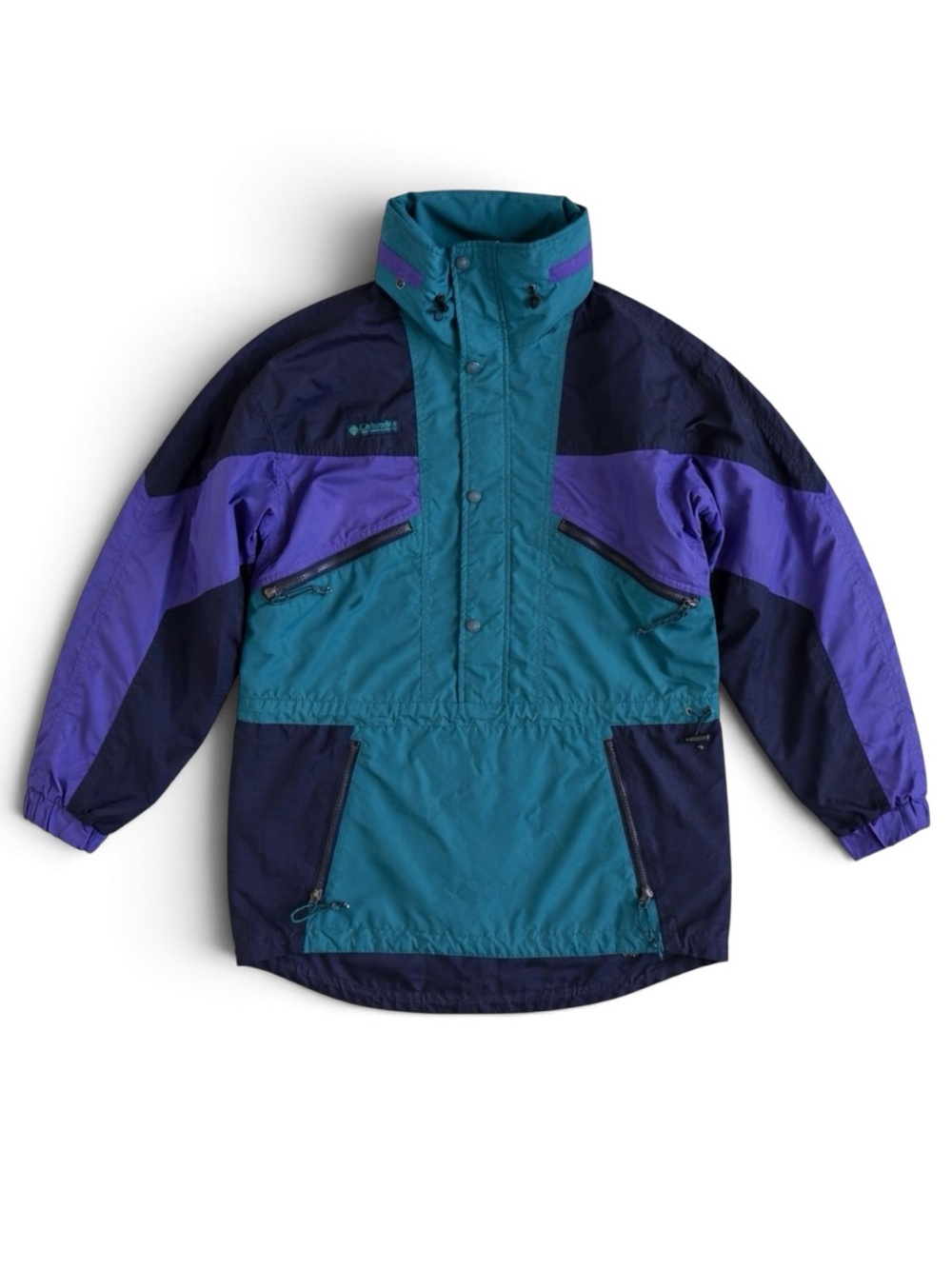 Columbia Vintage 90s Colorblock Ski Jacket Winter Outdoor Teal Purple Navy M